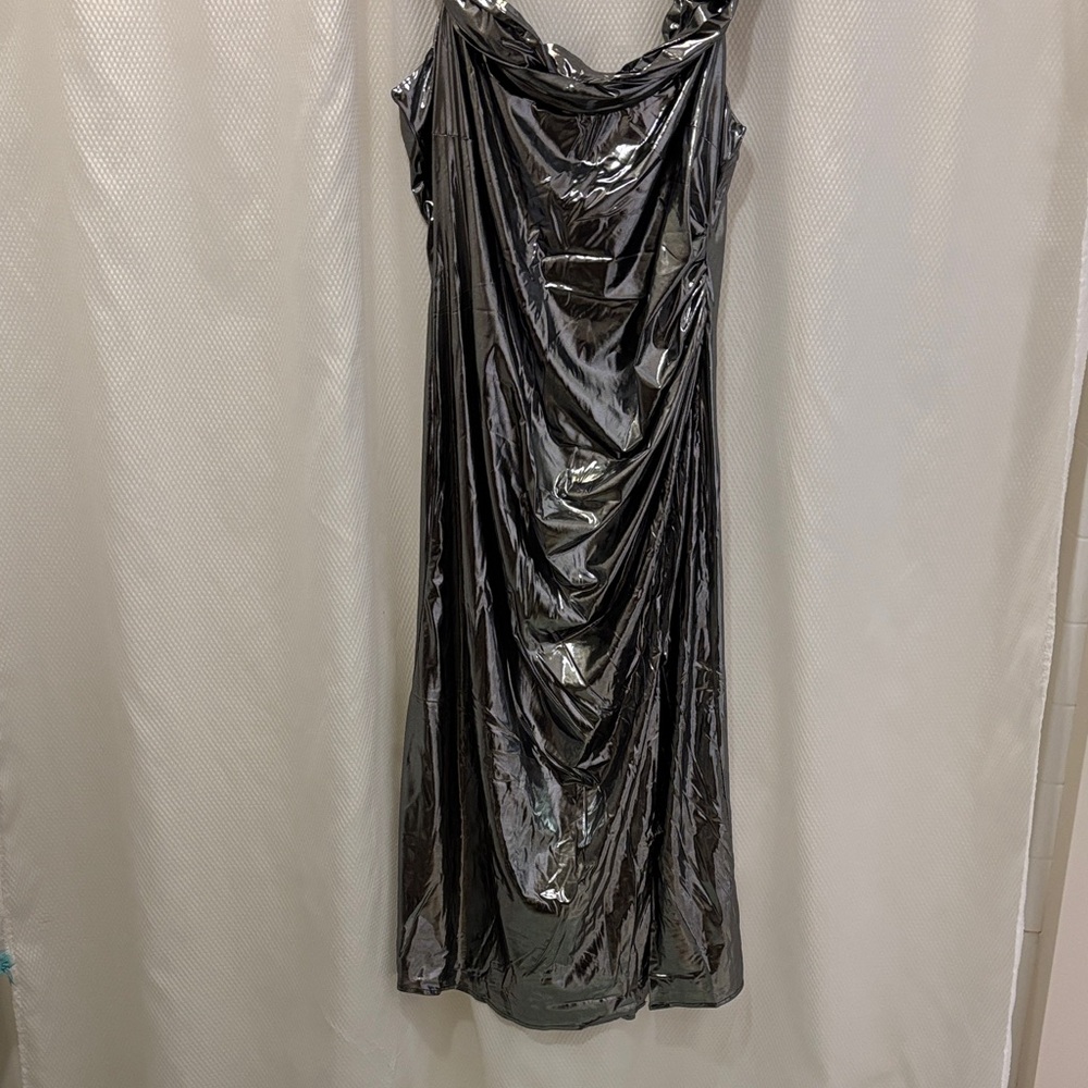 Eloquii Metallic Gray Maxi Dress